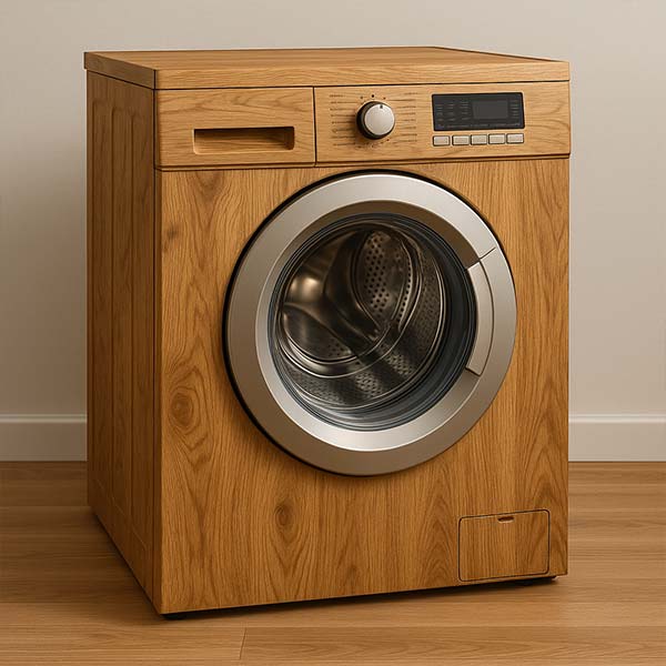 wasmachine wrappen met hout interieurfolie